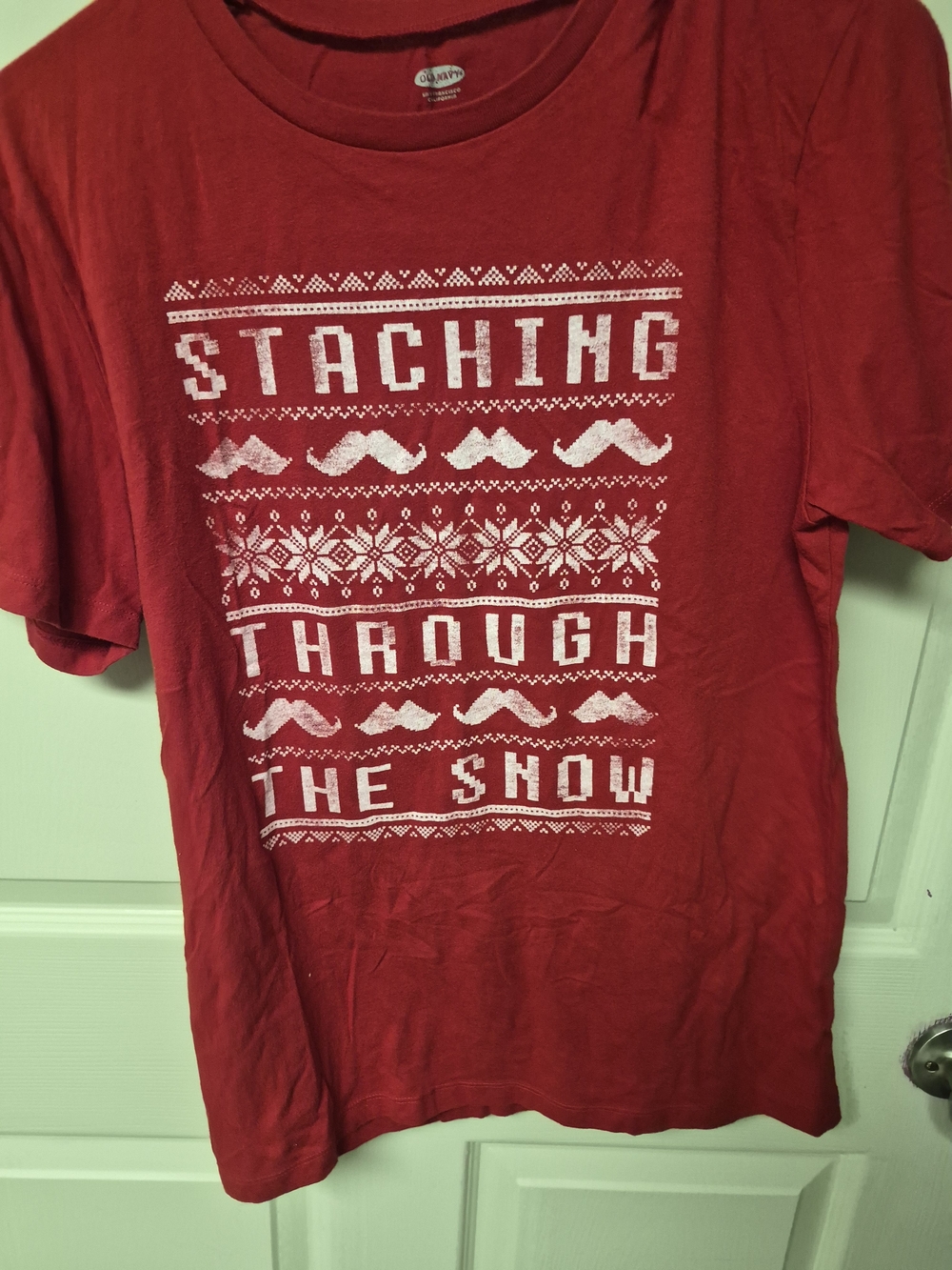 Old Navy Red Short-Sleeve Graphic Tee - White Print